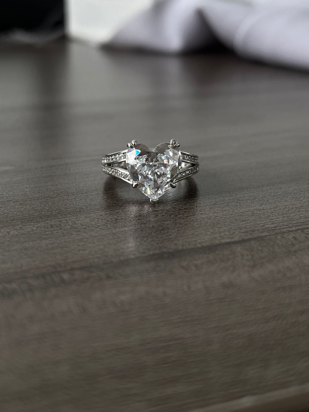 Customer photo review of Louily Exquisite 5.0 Carat Heart Cut Engagement Ring In Sterling Silver