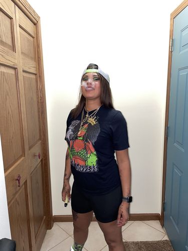 Customer photo review of Jordan 5 Green Bean DopeSkill T-Shirt I'm A Goddess Graphic