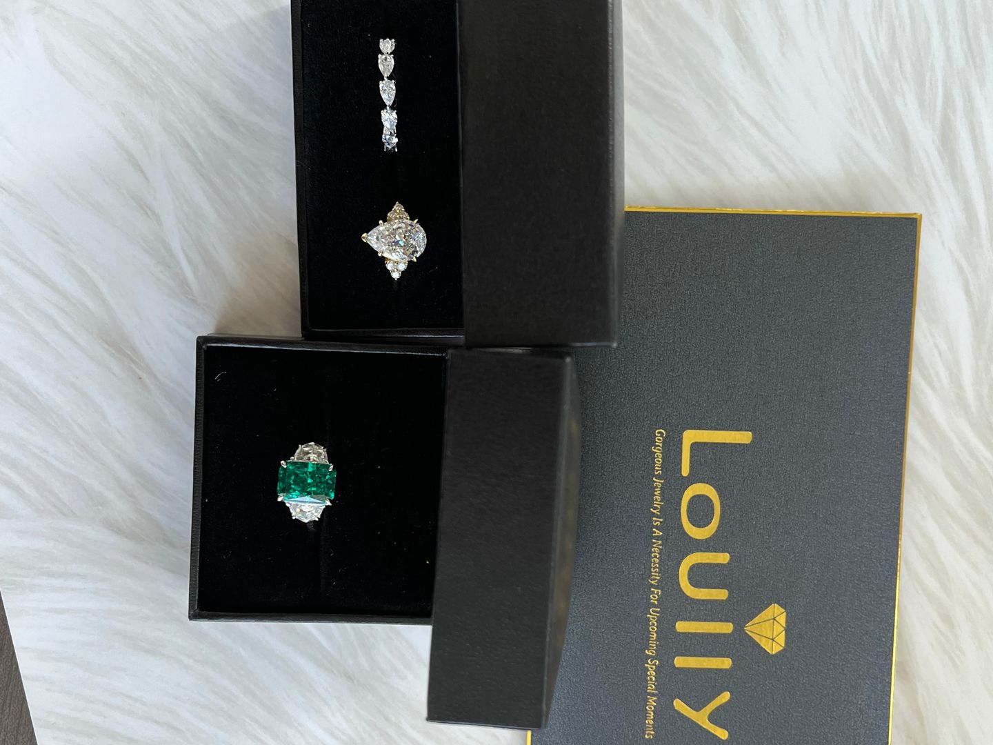 Customer photo review of Louily Pear Cut Simulated Diamond Engagement Ring In Sterling Silver