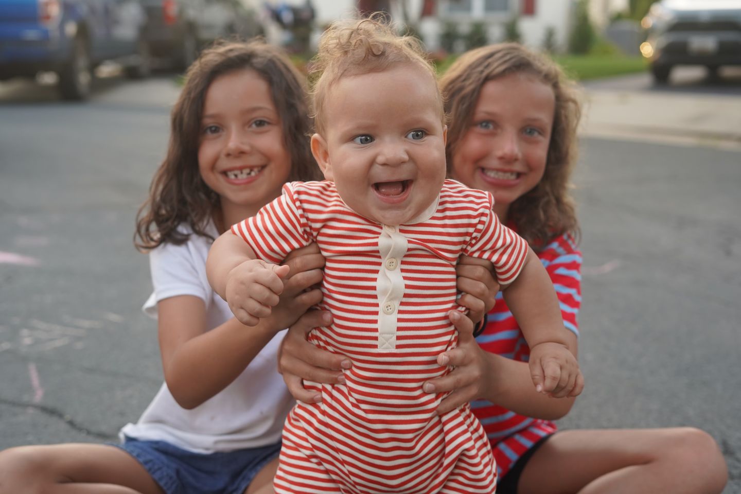 Customer photo review of Nautical Striped Organic Shortie Romper