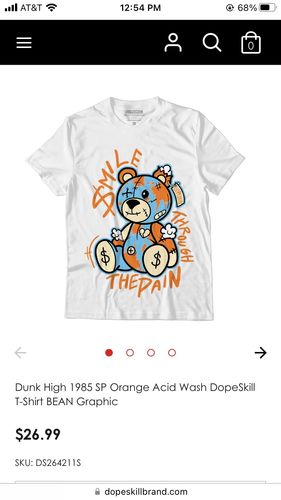 Customer photo review of Dunk High 1985 SP Orange Acid Wash DopeSkill T-Shirt BEAN Graphic