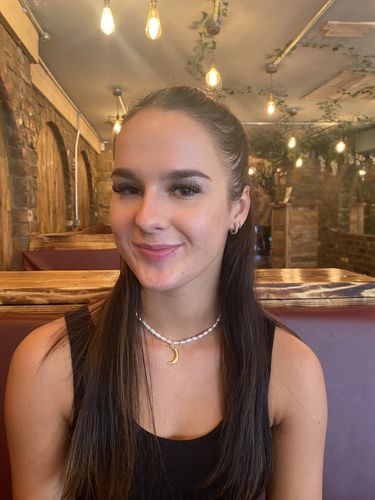 Customer photo review of ROSIE - Pearl & Moon Pendant Necklace