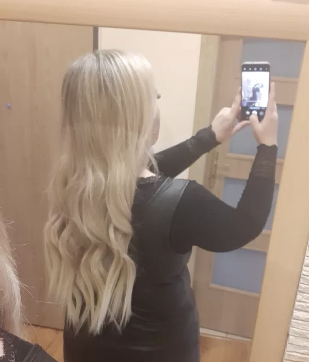 Customer photo review of 20” Blonde Straight DIY Hair Extensions Home Kit
