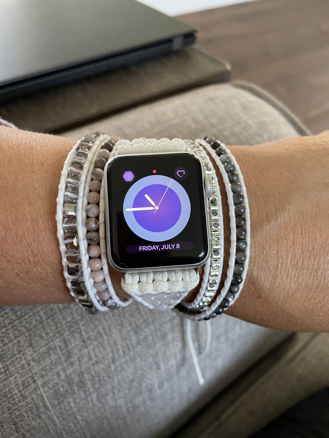 Customer photo review of White Labradorite Apple Watch Strap