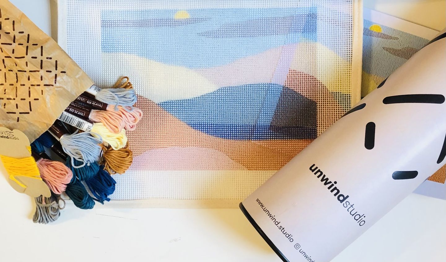 Customer photo review of Peaceful Mountains Beginner Needlepoint Kit