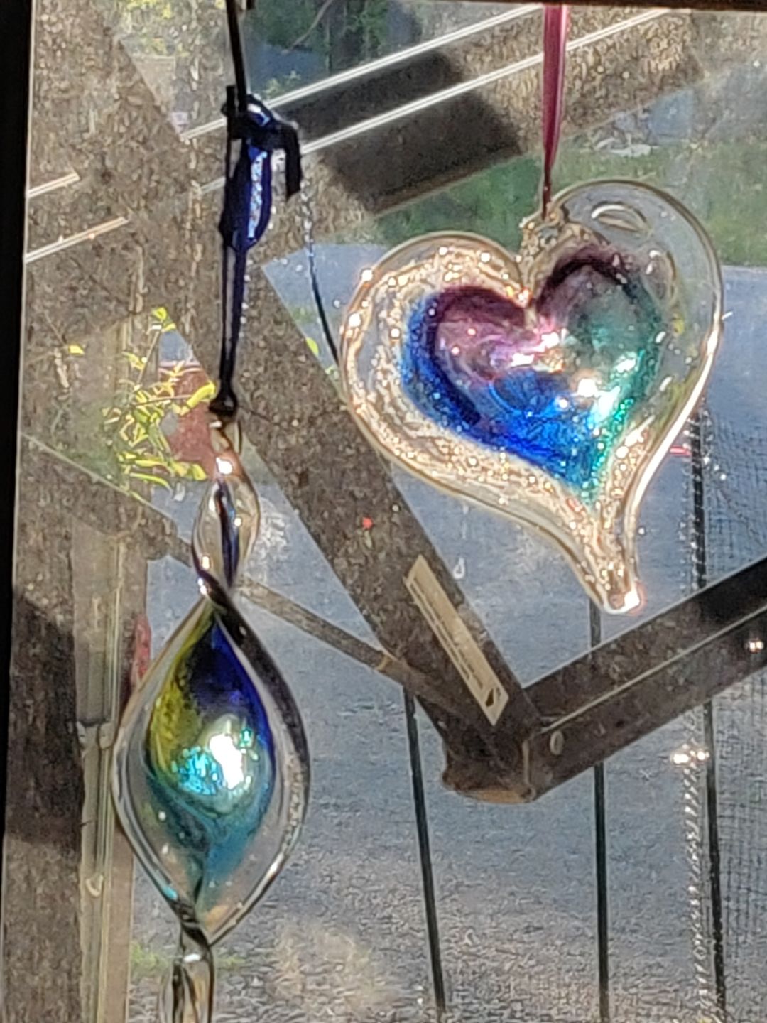 Customer photo review of Dichroic Heart Suncatcher with Infused Cremains