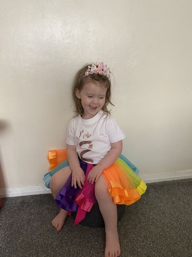 Customer photo review of Personalised Birthday Year Rainbow Tee & Tutu Dress Set (MRK X)