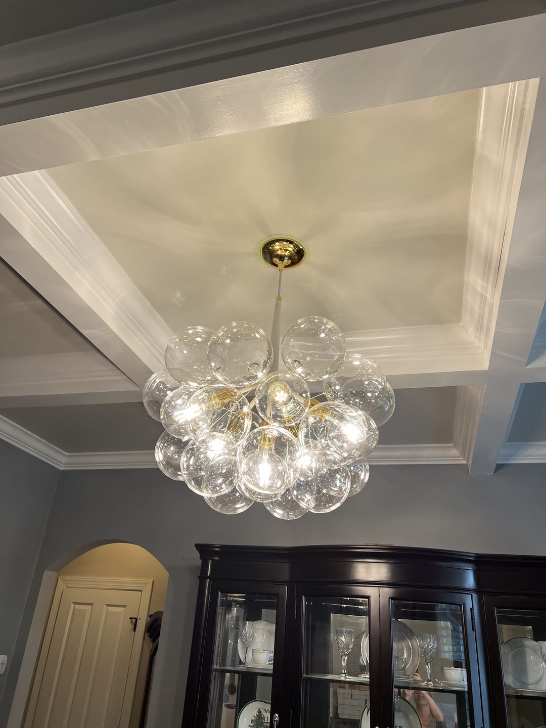 Customer photo review of Modern Clear Glass Bubble Cluster Chandelier