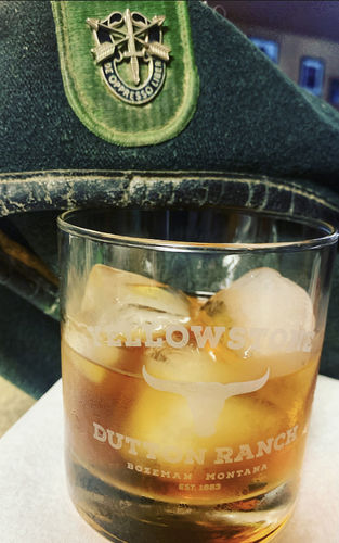 Customer photo review of Yellowstone Dutton Ranch Bozeman Montana - Old Fashioned Whiskey Rocks Bourbon Glass