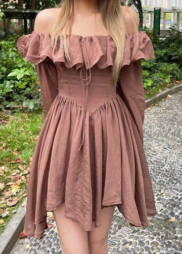 Customer photo review of Mocha Brown Mini Dress