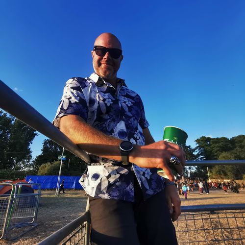 Customer photo review of Men's Funny Skull Print Hawaiian Short Sleeve Shirt