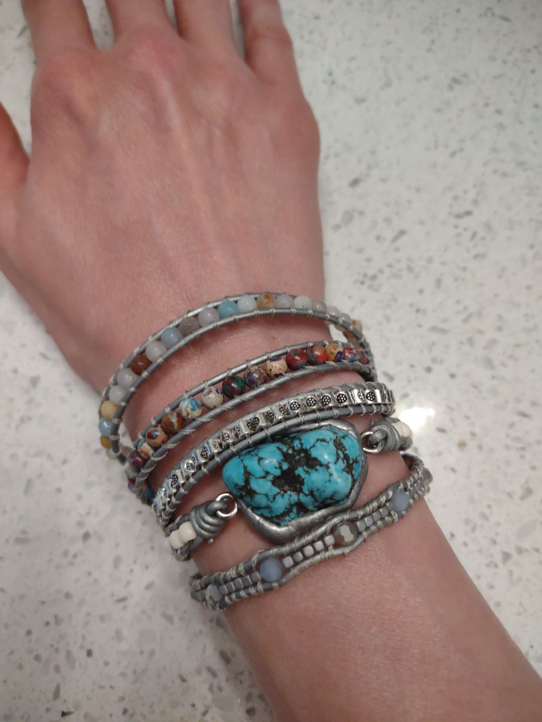 Customer photo review of Healing Turquoise Protection Wrap Bracelet