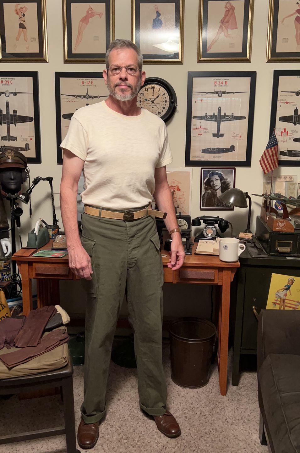 Customer photo review of 1940s USN Slub Cotton Crew T-Shirt