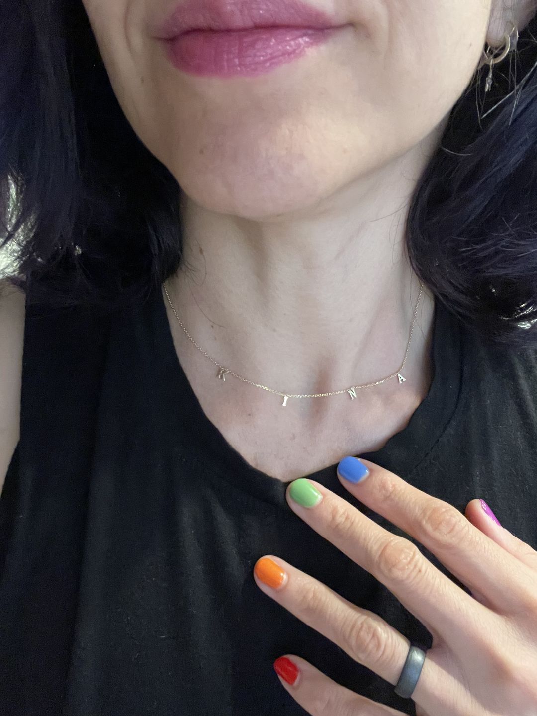 Customer photo review of Dainty Letter Name Necklace