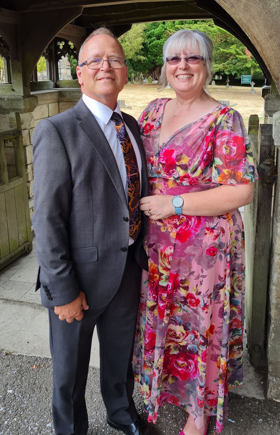 Customer photo review of Isabelle Pink Cerise Print Float Sleeve Maxi Dress