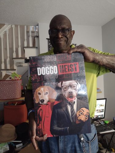 Customer photo review of 'Doggo Heist' Personalized 2 Pet Canvas