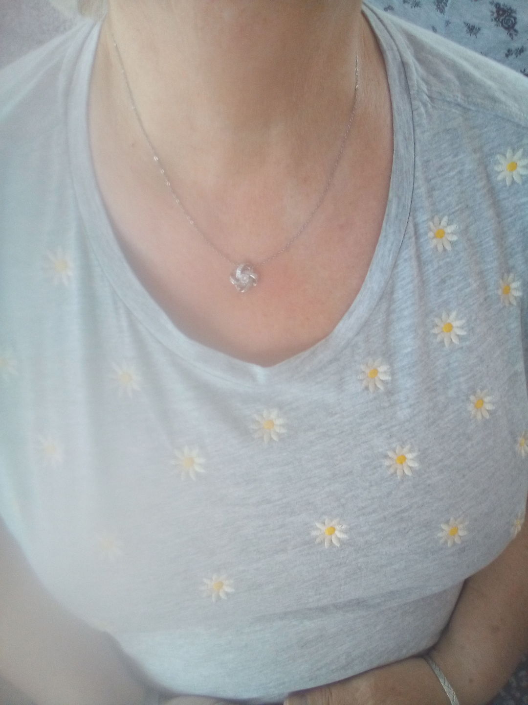 Customer photo review of To My Wonderful Wife Silver Love knot necklace