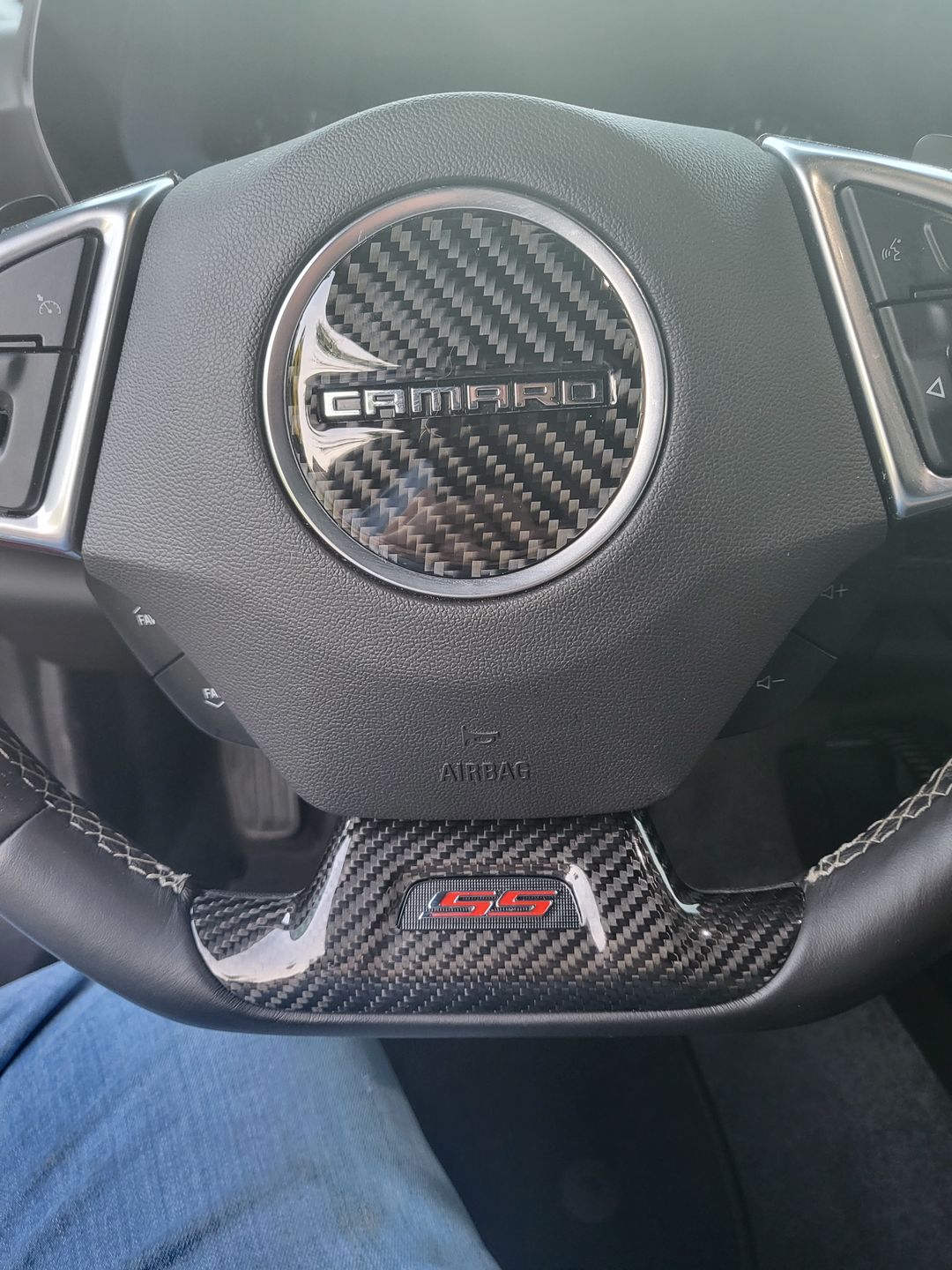 Customer photo review of Carbon Fiber Steering Wheel Center Overlay For Chevy Camaro 2016-2021