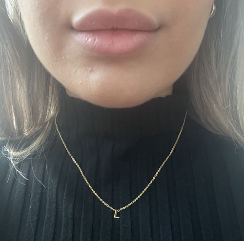 Customer photo review of The Original Single Initial Letter Necklace