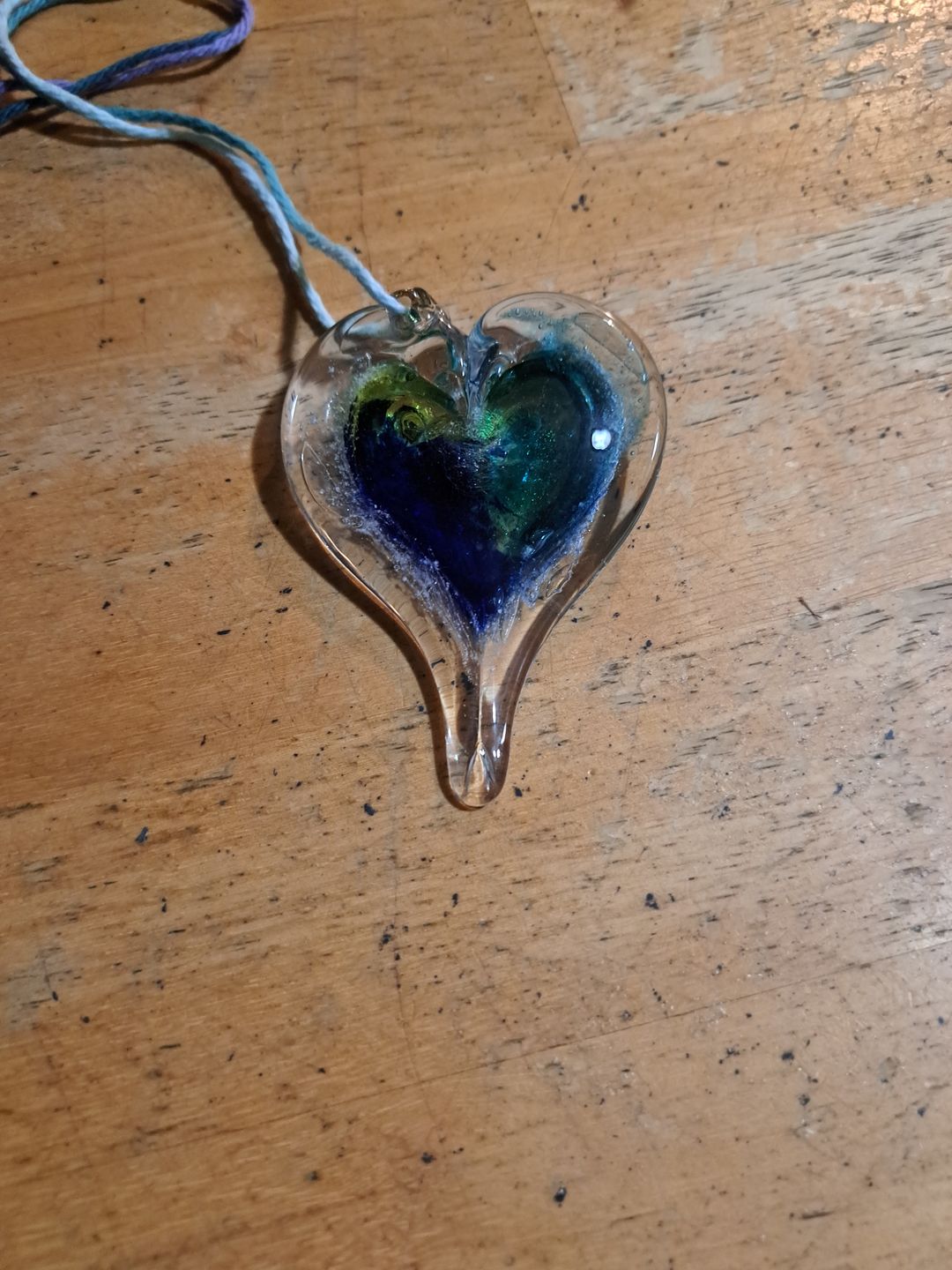 Customer photo review of Dichroic Heart Suncatcher with Infused Cremains