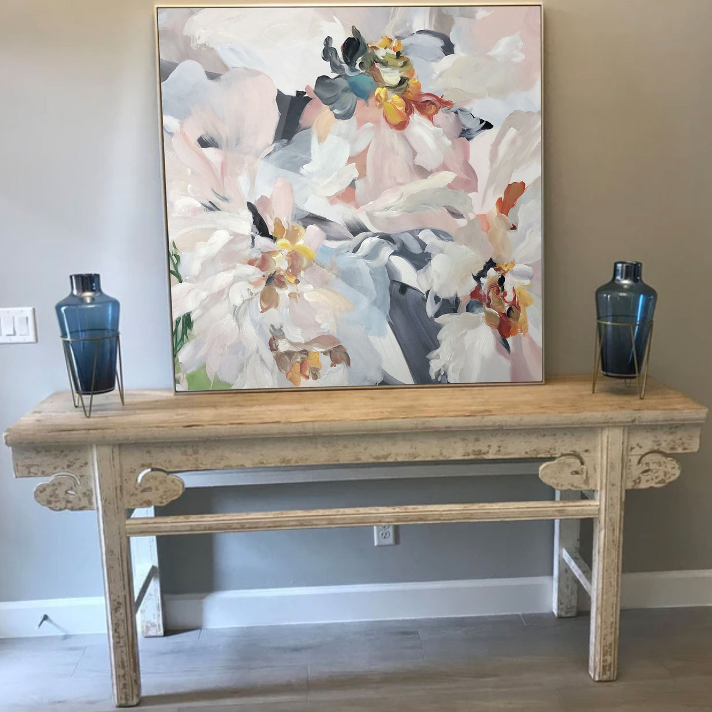 Customer photo review of IMPRESSIONISM FLORAL PAINTING, PINK FLOWER PAINTING, HAND-PAINTED CANVAS