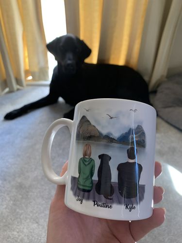 Customer photo review of Couple & Dogs -You me and the dog Personalised Mug