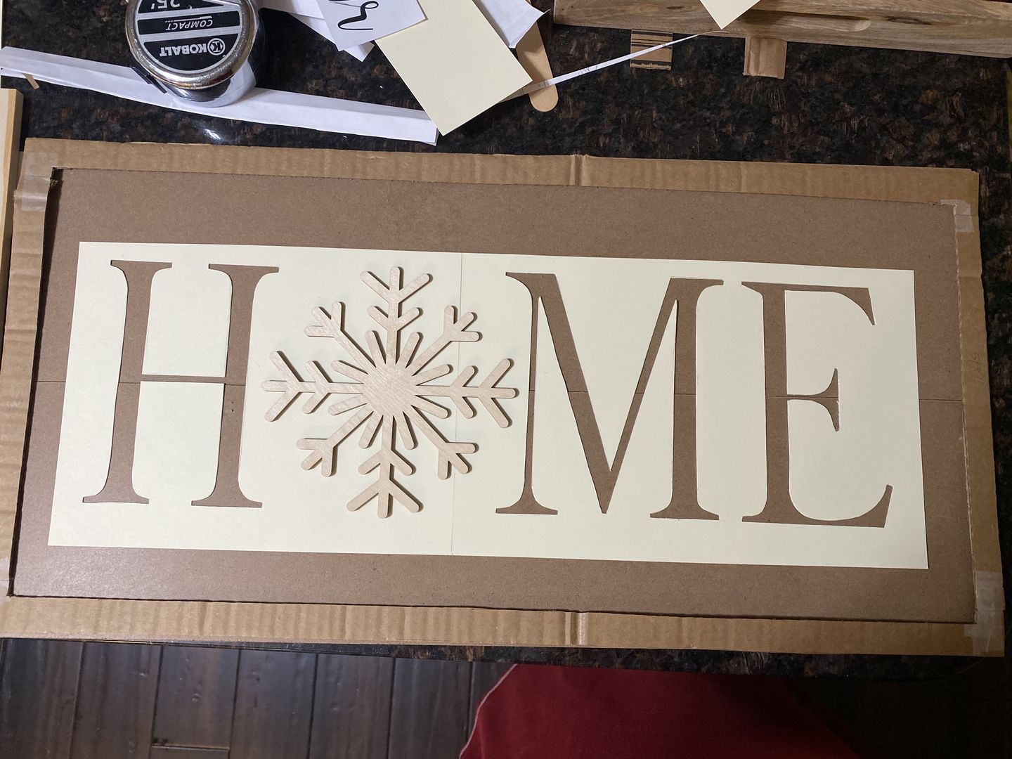 Customer photo review of Unfinished Wood Snowflake Shape - Winter Decor - Craft - up to 24" DIY