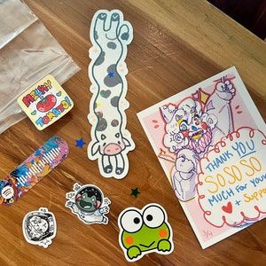 Customer photo review of MORE Sparkly Long Cow Stickers!