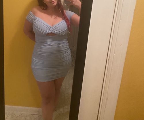 Customer photo review of Maddy Mini Dress (BABY BLUE)