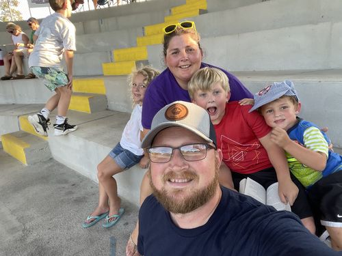 Customer photo review of Custom Leather Patch Trucker Hat - Richardson 112