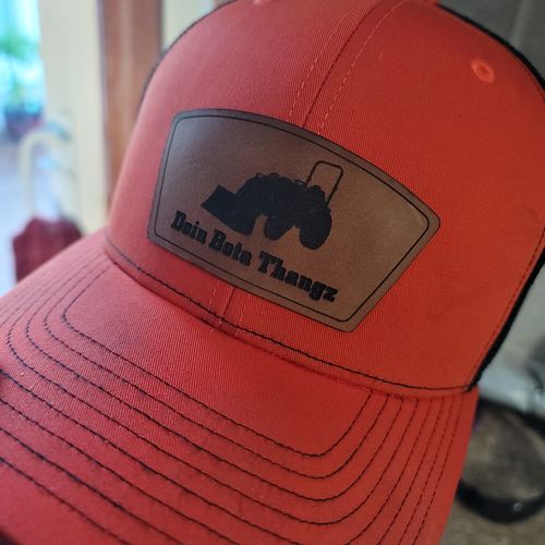 Customer photo review of Custom Leather Patch Trucker Hat - Richardson 112