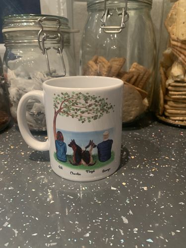 Customer photo review of Couple & Dogs - Life is better with a dog Personalised Mug
