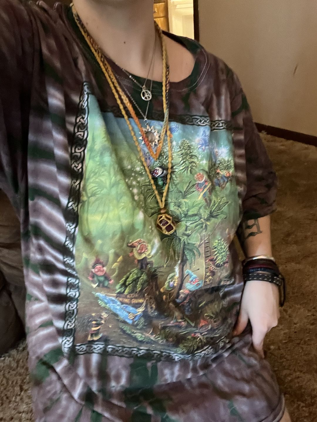Customer photo review of Tie Dye Gnome Grown Herb T Shirt