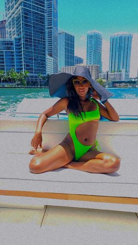 Customer photo review of Naomi One Piece Mesh Swimsuit - Neon Lime