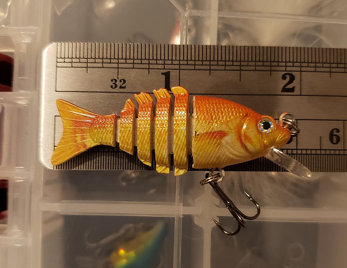Customer photo review of Swimmax Fishing Lures | Six-Segmented | BKK Hook | Rattling Gurgling | Heavy-Duty Dyneema Fiber | For Bass & Trout & Walleye & Crappie