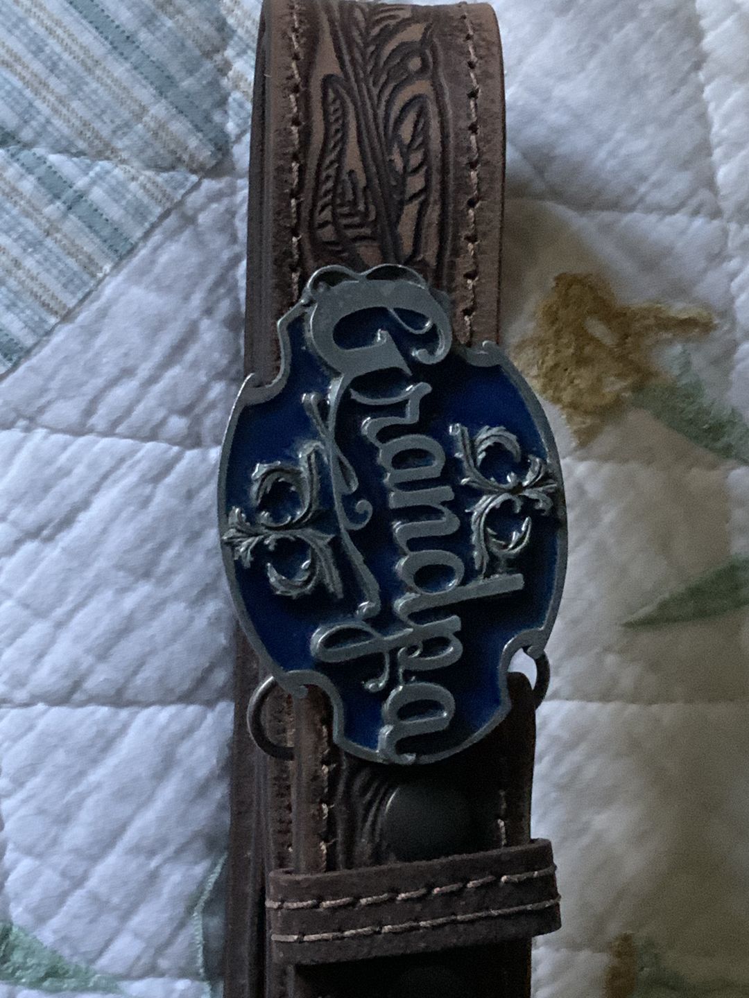 Customer photo review of The Wayfarer Belt - Brown Classic Western Embossed 100% Full Grain Leather Belt
