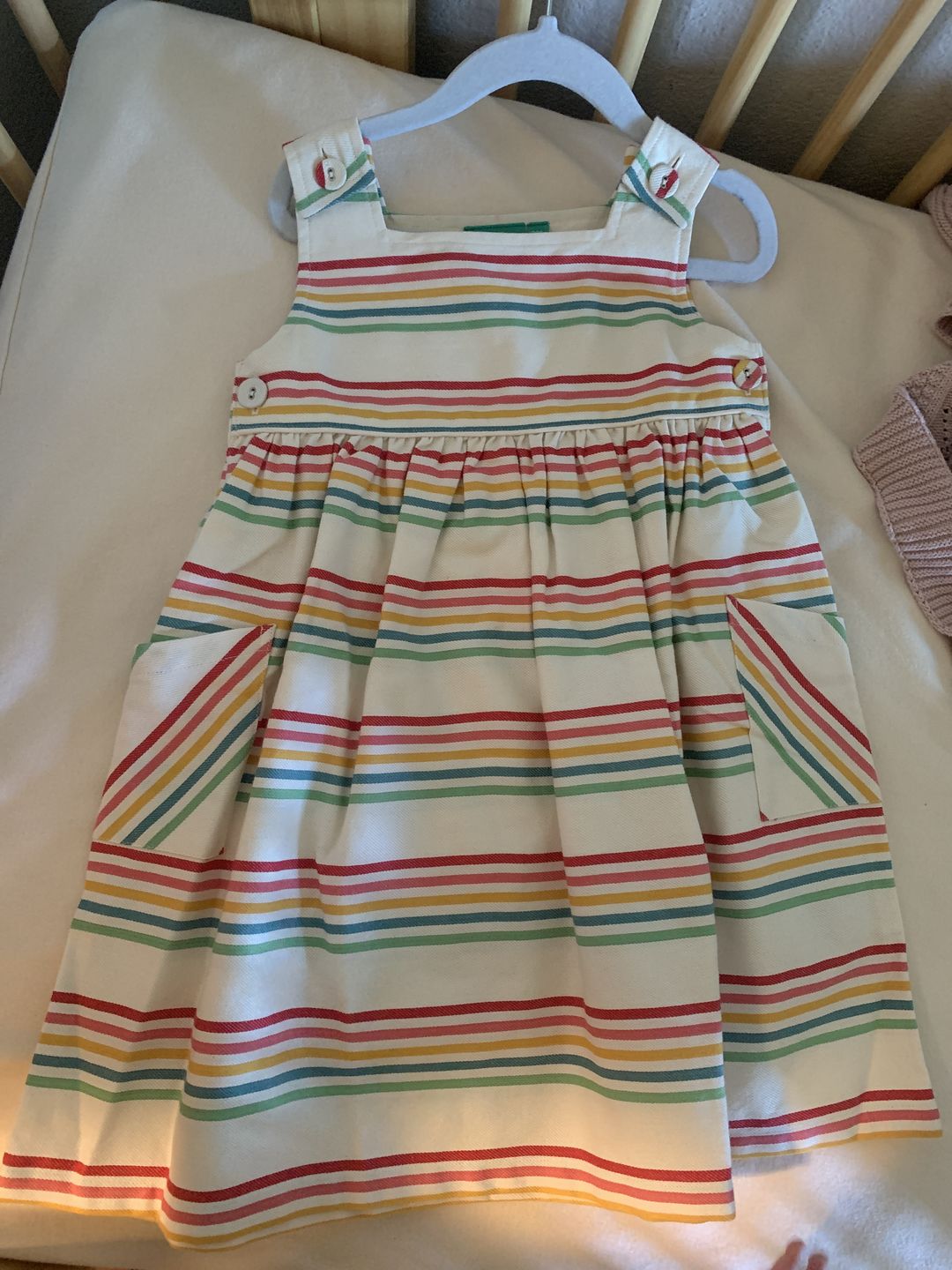 Customer photo review of Rainbow Striped Pinny Dress