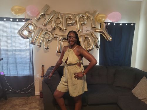 Customer photo review of Solid Color Girly Cutout Romper