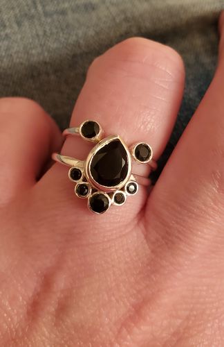 Customer photo review of Black Onyx Stackable Ring Set Sterling Silver