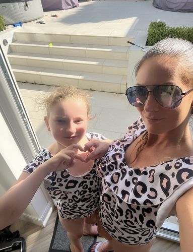 Customer photo review of La Cala Mum & Kid Matching Leopard Swimsuits