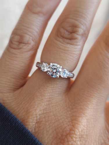 Customer photo review of 3-Stone 1ct CZ Ring in Sterling Silver