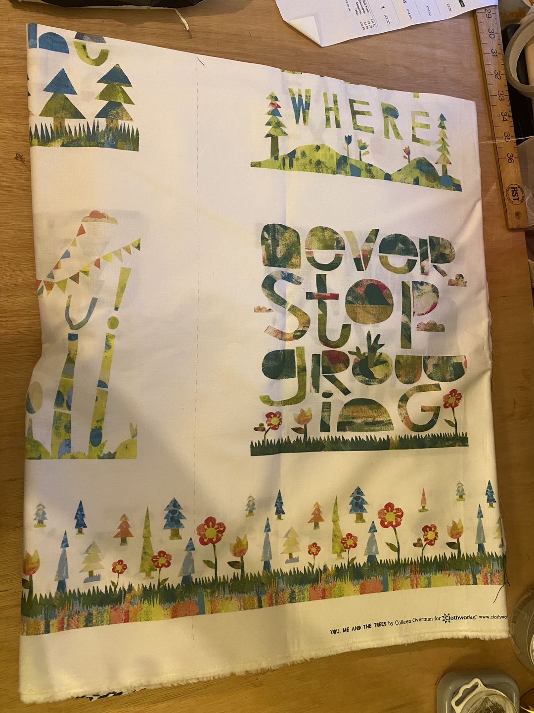 Customer photo review of 62cm Panel Positive Quotes Cotton Fabric