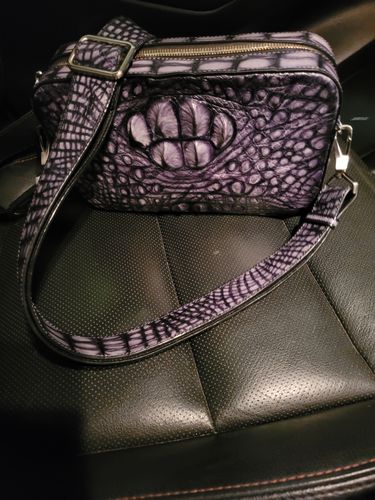 Customer photo review of Men's Vintage Crocodile Skin Leather Cross Body Shoulder Bag