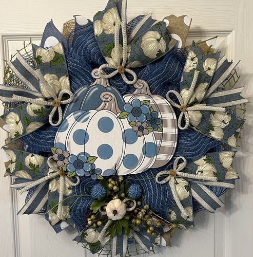 Customer photo review of Blue Fall Pumpkin Sign, wood sign, PCD-W-008
