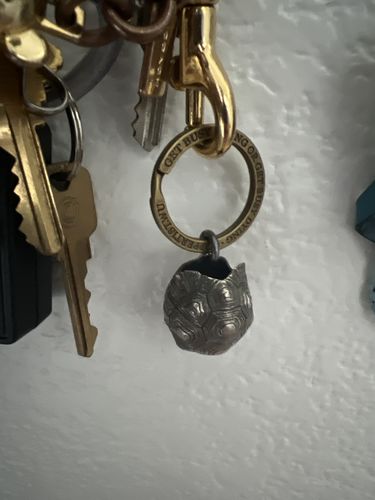 Customer photo review of Brass Tortoise Bell Pendant
