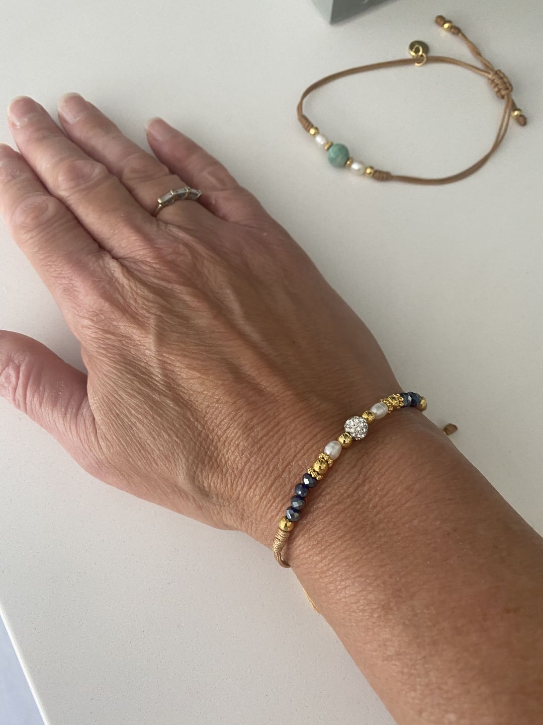 Customer photo review of Mother and Daughter Petrol Metallic Bracelet