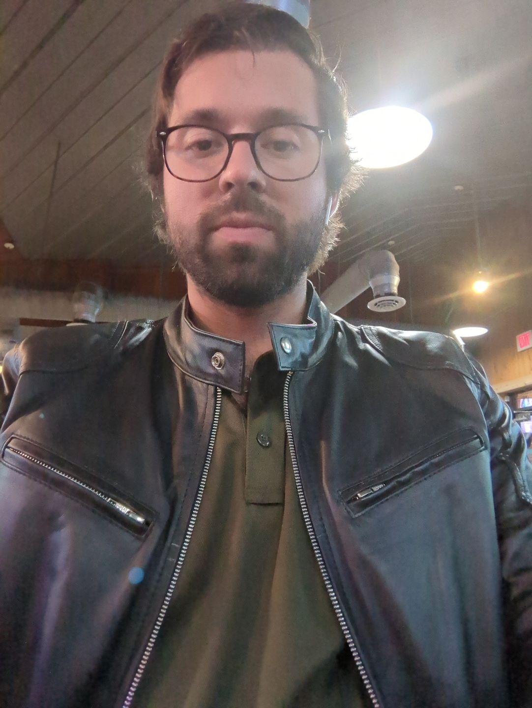 Customer photo review of Black Moto Leather Jacket