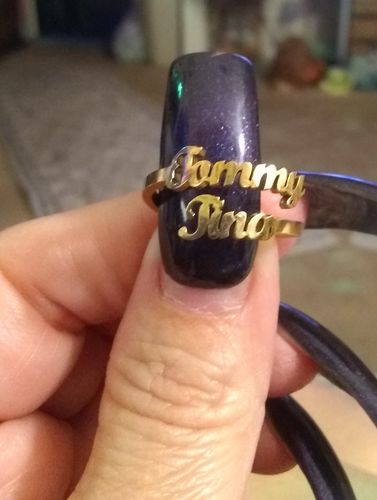 Customer photo review of Personalized Double Name Ring