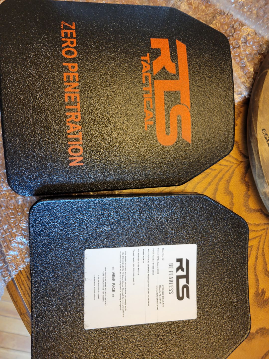 Customer photo review of RTS Tactical Ceramic NIJ 0101.06 Level IV Rifle Protection Plate Insert - 10 X 12