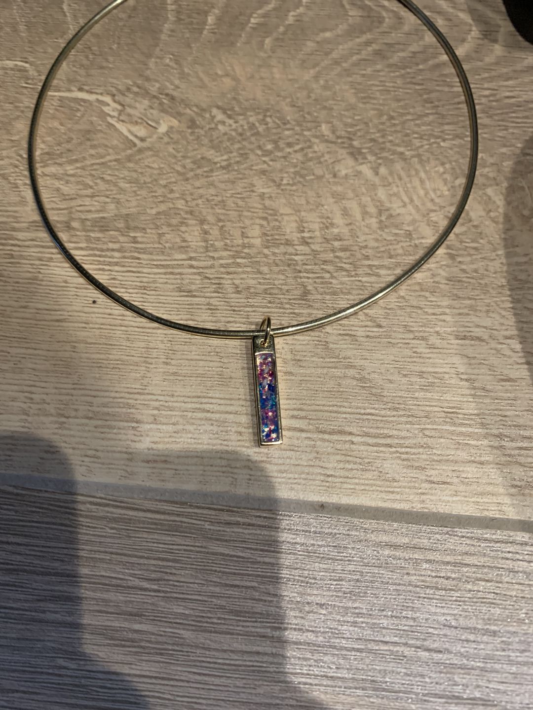 Customer photo review of Opal Bar Cremation Pendant - Engravable